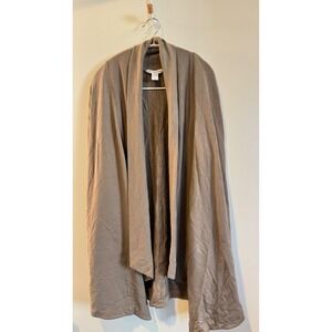 Athleta Womens Open Front Shawl Collar Cardigan Taupe Brown Ribbed Cuff Medium